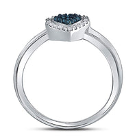 Load image into Gallery viewer, Sterling Silver Womens Round Blue Color Enhanced Diamond Bridal Wedding Engagement Ring Band Set 1/8 Cttw
