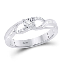 Load image into Gallery viewer, Sterling Silver Womens Round Diamond Solitaire Promise Bridal Engagement Ring 1/20 Cttw
