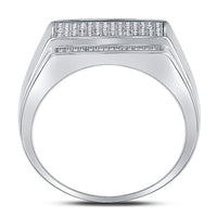 Load image into Gallery viewer, Sterling Silver Mens Round Diamond Rectangle Cluster Fashion Ring 1/3 Cttw
