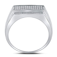 Load image into Gallery viewer, Sterling Silver Mens Round Diamond Rectangle Cluster Fashion Ring 1/3 Cttw
