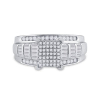 Load image into Gallery viewer, Sterling Silver Womens Round Diamond Cluster Bridal Wedding Engagement Ring 5/8 Cttw

