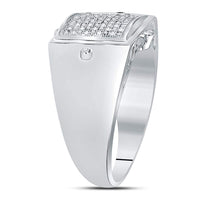 Load image into Gallery viewer, Sterling Silver Mens Round Diamond Square Cluster Ring 1/6 Cttw
