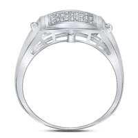 Load image into Gallery viewer, Sterling Silver Mens Round Diamond Square Cluster Ring 1/6 Cttw
