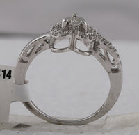 Load image into Gallery viewer, Sterling Silver Womens Round Diamond Heart Promise Ring 1/12 Cttw
