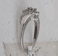 Load image into Gallery viewer, Sterling Silver Womens Round Diamond Heart Promise Ring 1/12 Cttw
