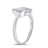 Load image into Gallery viewer, Sterling Silver Womens Round Diamond Double Joined Heartss Love Ring 1/6 Cttw
