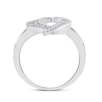 Load image into Gallery viewer, Sterling Silver Womens Round Diamond Double Joined Heartss Love Ring 1/6 Cttw
