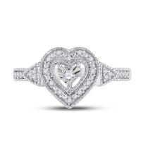 Load image into Gallery viewer, Sterling Silver Womens Round Diamond Heart Ring 1/8 Cttw
