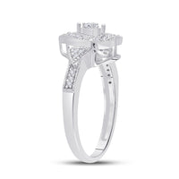 Load image into Gallery viewer, Sterling Silver Womens Round Diamond Heart Ring 1/8 Cttw
