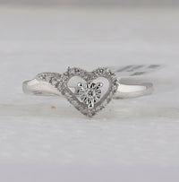 Load image into Gallery viewer, Sterling Silver Womens Round Diamond Heart Ring 1/10 Cttw
