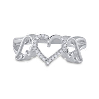 Load image into Gallery viewer, Sterling Silver Womens Round Diamond Winged Heart Ring 1/20 Cttw
