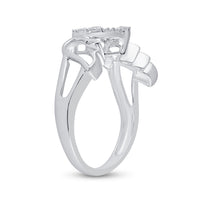 Load image into Gallery viewer, Sterling Silver Womens Round Diamond Winged Heart Ring 1/20 Cttw

