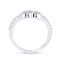 Load image into Gallery viewer, Sterling Silver Womens Round Diamond Heart Frame Cluster Ring 1/8 Cttw
