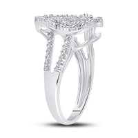 Load image into Gallery viewer, Sterling Silver Womens Round Diamond Nested Double Heart Ring 1/20 Cttw
