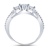 Load image into Gallery viewer, Sterling Silver Womens Round Diamond 3-stone Bridal Wedding Engagement Ring 1/6 Cttw
