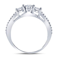 Load image into Gallery viewer, Sterling Silver Womens Round Diamond 3-stone Bridal Wedding Engagement Ring 1/6 Cttw
