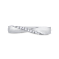 Load image into Gallery viewer, Sterling Silver Womens Round Diamond Crossover Single Row Band 1/20 Cttw
