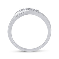 Load image into Gallery viewer, Sterling Silver Womens Round Diamond Crossover Single Row Band 1/20 Cttw
