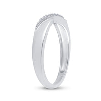 Load image into Gallery viewer, Sterling Silver Womens Round Diamond Crossover Single Row Band 1/20 Cttw

