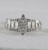 Load image into Gallery viewer, Sterling Silver Womens Round Diamond Oval Cluster Bridal Wedding Engagement Ring 1/2 Cttw
