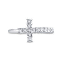 Load image into Gallery viewer, Sterling Silver Womens Round Diamond Cross Cluster Ring 1/20 Cttw
