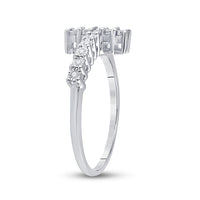 Load image into Gallery viewer, Sterling Silver Womens Round Diamond Cross Cluster Ring 1/20 Cttw
