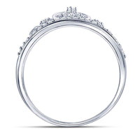 Load image into Gallery viewer, Sterling Silver Womens Round Diamond Crown Tiara Heart Ring 1/6 Cttw
