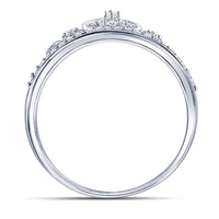 Load image into Gallery viewer, Sterling Silver Womens Round Diamond Crown Tiara Heart Ring 1/6 Cttw
