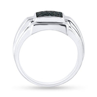 Load image into Gallery viewer, Sterling Silver Mens Round Blue Color Enhanced Diamond Cluster Ring 1/4 Cttw
