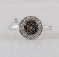 Load image into Gallery viewer, Sterling Silver Womens Round Brown Diamond Cluster Ring 1/3 Cttw
