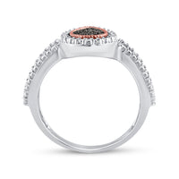 Load image into Gallery viewer, Sterling Silver Womens Round Brown Diamond Teardrop Cluster Ring 1/6 Cttw
