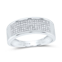 Load image into Gallery viewer, Sterling Silver Womens Round Diamond Wedding Anniversary Band Ring 1/3 Cttw
