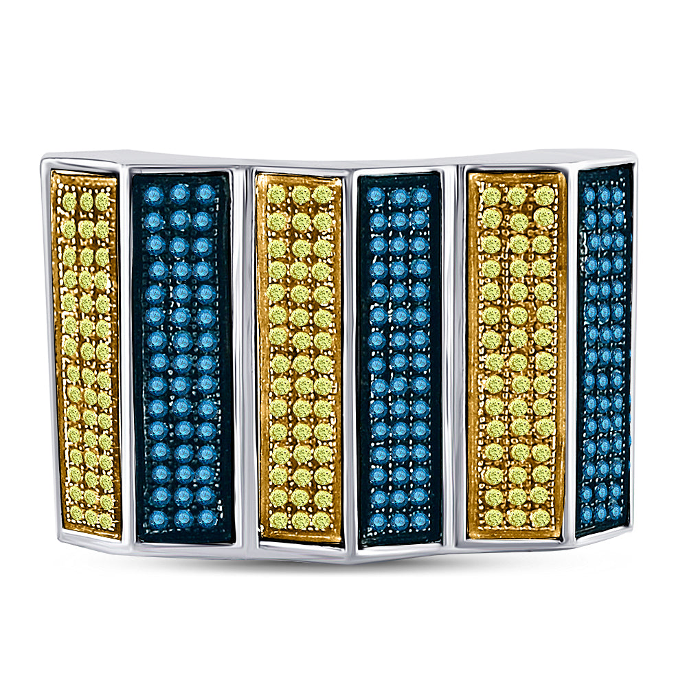 7/8CT-DIA BLUE MICRO-PAVE MENS RING