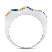 Load image into Gallery viewer, 7/8CT-DIA BLUE MICRO-PAVE MENS RING
