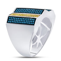 Load image into Gallery viewer, 7/8CT-DIA BLUE MICRO-PAVE MENS RING
