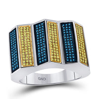Load image into Gallery viewer, 7/8CT-DIA BLUE MICRO-PAVE MENS RING
