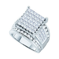 Load image into Gallery viewer, 14kt White Gold Womens Princess Diamond Cluster Bridal Wedding Engagement Ring 4.00 Cttw
