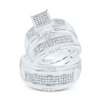 Load image into Gallery viewer, Sterling Silver His Hers Round Diamond  Matching Bridal Wedding Ring Band Set 3/8 Cttw
