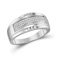 Load image into Gallery viewer, Sterling Silver His Hers Round Diamond  Matching Bridal Wedding Ring Band Set 3/8 Cttw
