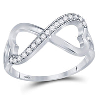 Load image into Gallery viewer, Sterling Silver White Diamond Infinity-weave Heart Womens Band Ring 1/6 Cttw
