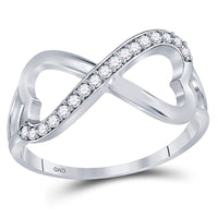 Load image into Gallery viewer, Sterling Silver White Diamond Infinity-weave Heart Womens Band Ring 1/6 Cttw

