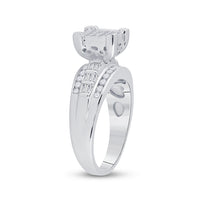 Load image into Gallery viewer, Sterling Silver Womens Princess Diamond Square Cluster Bridal Wedding Engagement Ring 7/8 Cttw
