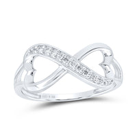 Load image into Gallery viewer, Sterling Silver Womens Round Diamond Infinity Fashion Band Ring 1/10 Cttw
