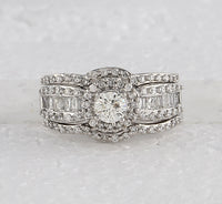 Load image into Gallery viewer, 14kt White Gold Womens Round Diamond Bridal Wedding Engagement Ring Band Set 1.00 Cttw
