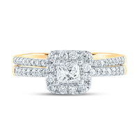 Load image into Gallery viewer, 14kt Yellow Gold Womens Princess Diamond Bridal Wedding Engagement Ring Band Set 1.00 Cttw
