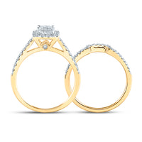 Load image into Gallery viewer, 14kt Yellow Gold Womens Princess Diamond Bridal Wedding Engagement Ring Band Set 1.00 Cttw
