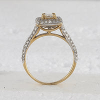 Load image into Gallery viewer, 14kt Yellow Gold Womens Princess Diamond Halo Bridal Wedding Engagement Ring Band Set 1-1/4 Cttw
