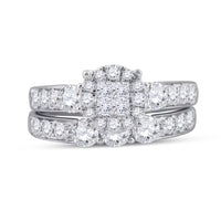 Load image into Gallery viewer, 14kt White Gold Womens Princess Diamond Bridal Wedding Engagement Ring Band Set 1-1/2 Cttw
