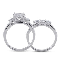 Load image into Gallery viewer, 14kt White Gold Womens Princess Diamond Bridal Wedding Engagement Ring Band Set 1-1/2 Cttw
