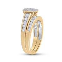 Load image into Gallery viewer, 14kt Yellow Gold Womens Princess Diamond Bridal Wedding Engagement Ring Band Set 1.00 Cttw
